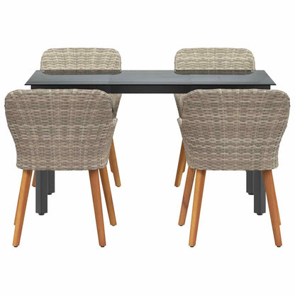 Set da pranzo 5 pcs Grigio chiaro Poly Rattan