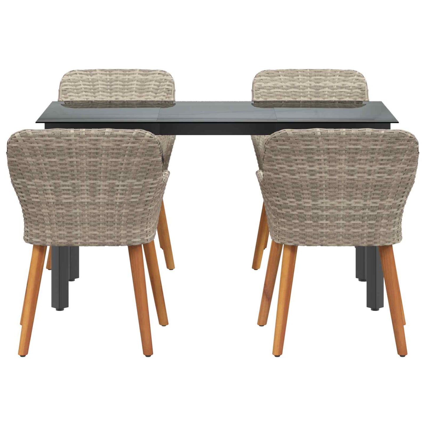 Set da Pranzo per Giardino 5 pcs Grigio chiaro polyrattan | homemem39
