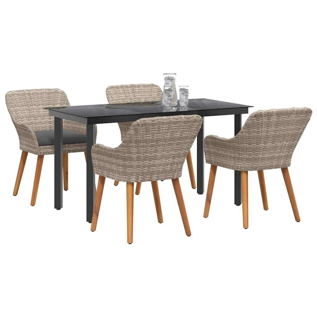 Set da pranzo 5 pcs Grigio chiaro Poly Rattan