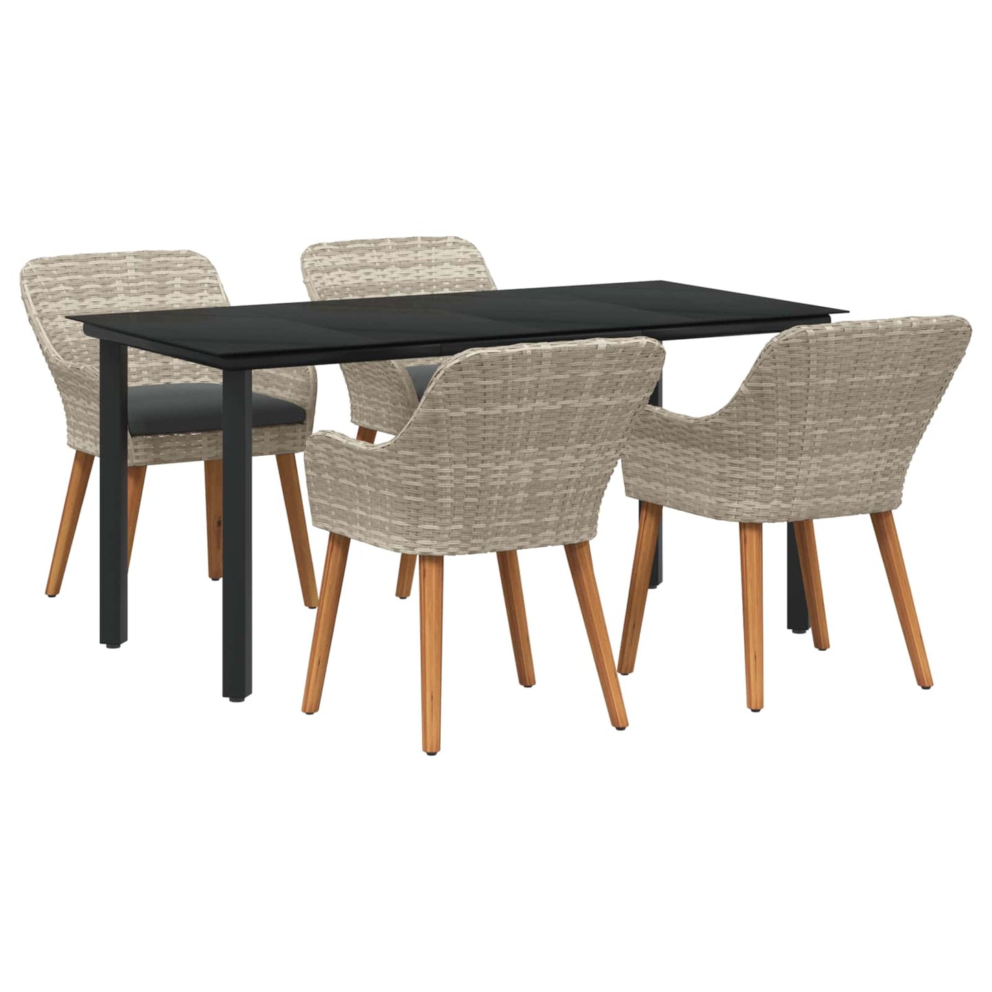 Set da Pranzo per Giardino 5 pcs Grigio chiaro polyrattan | homemem39