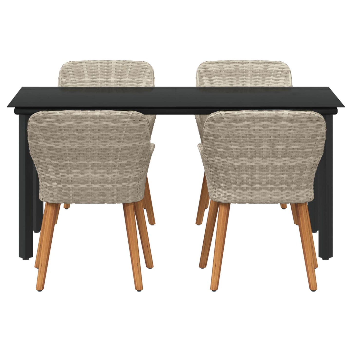 Set da Pranzo per Giardino 5 pcs Grigio chiaro polyrattan | homemem39