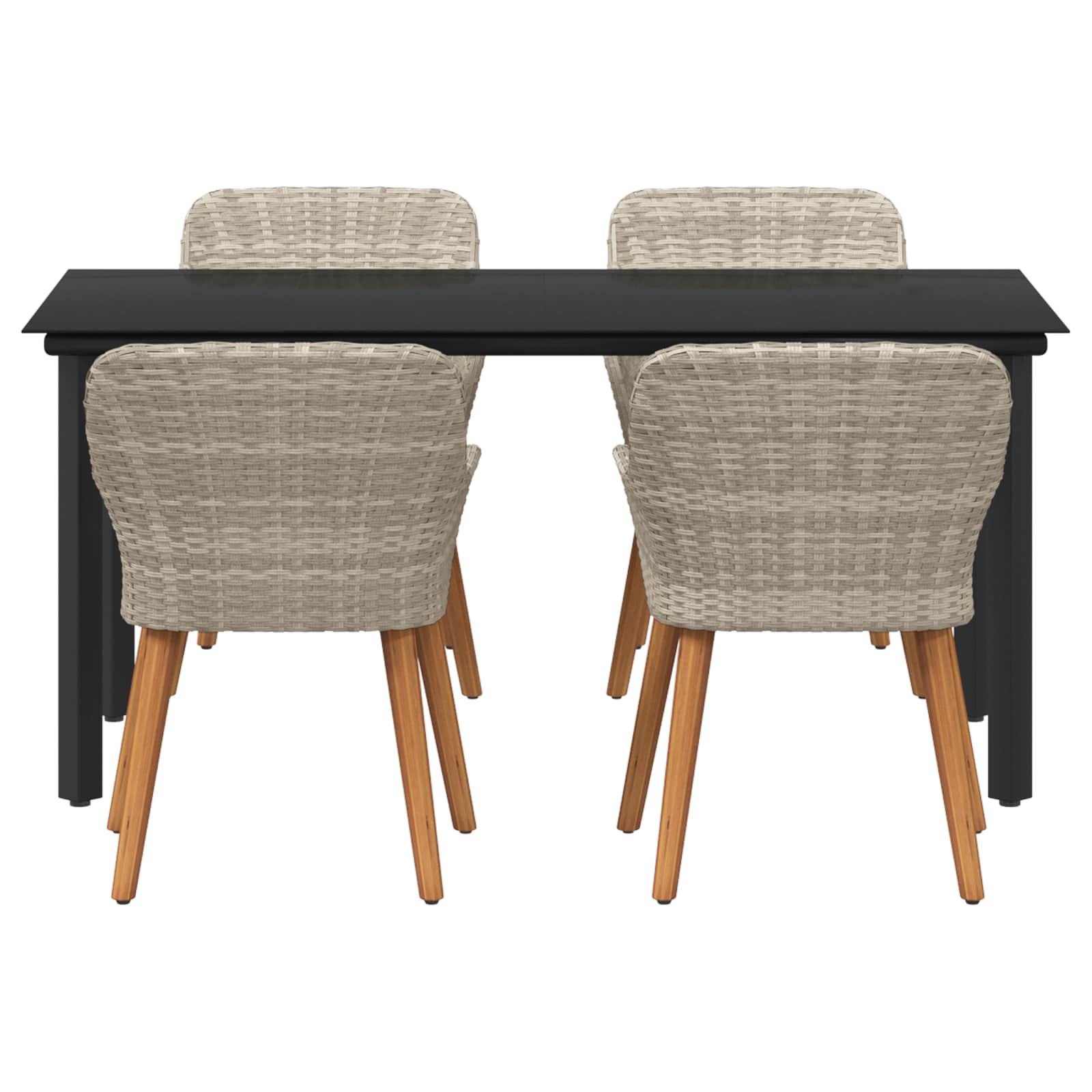 Set da Pranzo per Giardino 5 pcs Grigio chiaro polyrattan | homemem39