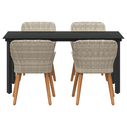 Set da Pranzo per Giardino 5 pcs Grigio chiaro polyrattan | homemem39