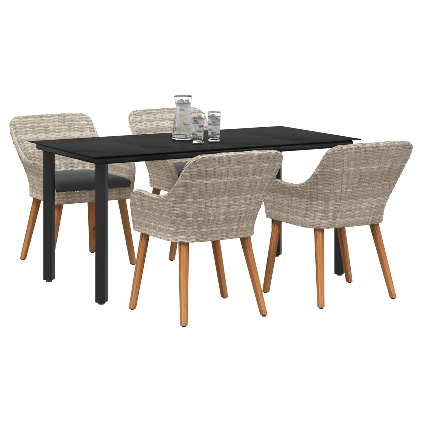 Set da Pranzo per Giardino 5 pcs Grigio chiaro polyrattan | homemem39