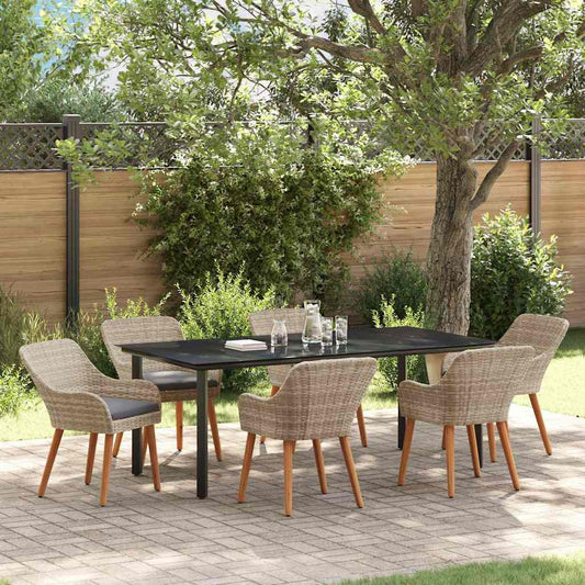Set da pranzo 7 pcs Grigio chiaro Poly Rattan