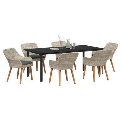 Set da pranzo 7 pcs Grigio chiaro Poly Rattan