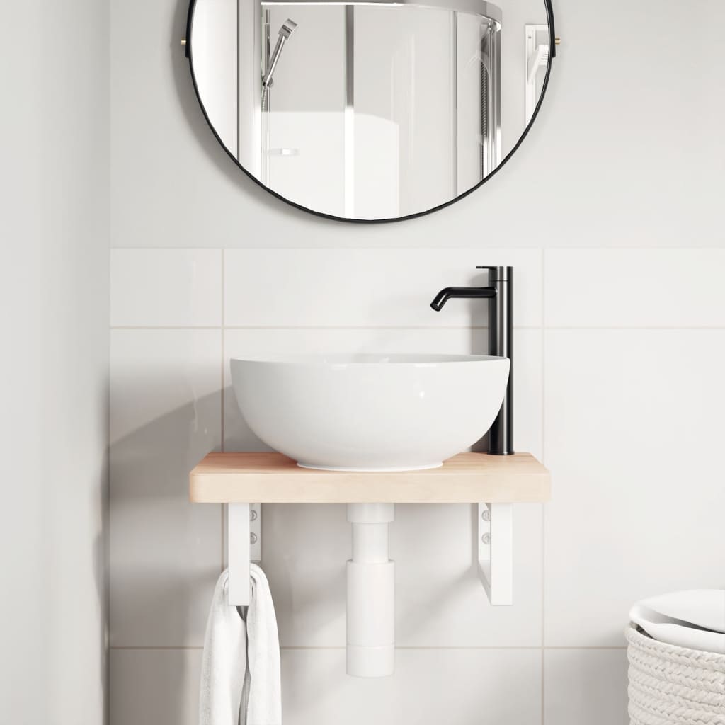 Reggimensole per Lavabo 2 pz Bianche Rettangolari in Acciaio | homemem39