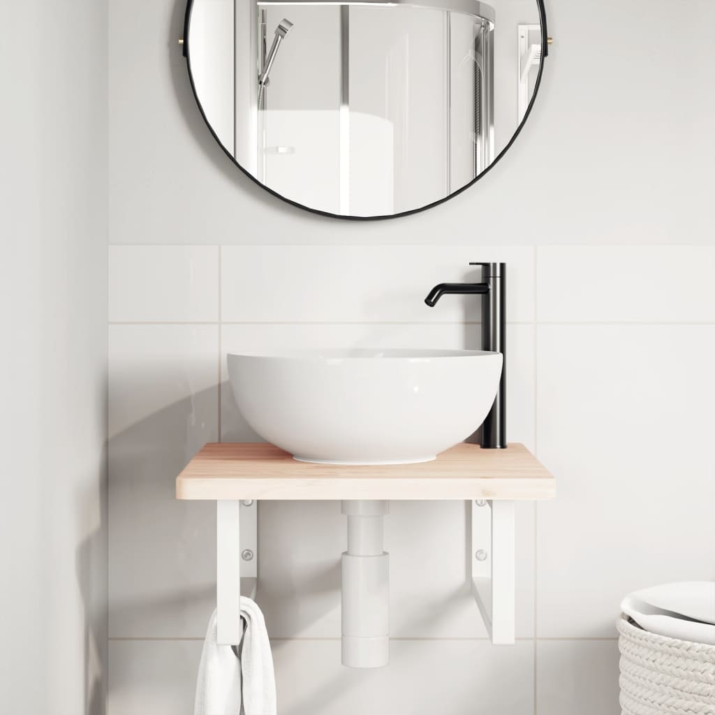 Reggimensole per Lavabo 2 pz Bianche Rettangolari in Acciaio | homemem39