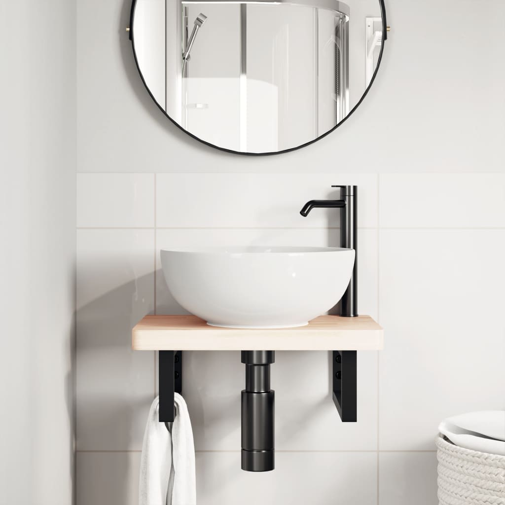 Reggimensole per Lavabo 2 pz Nere Rettangolari in Acciaio