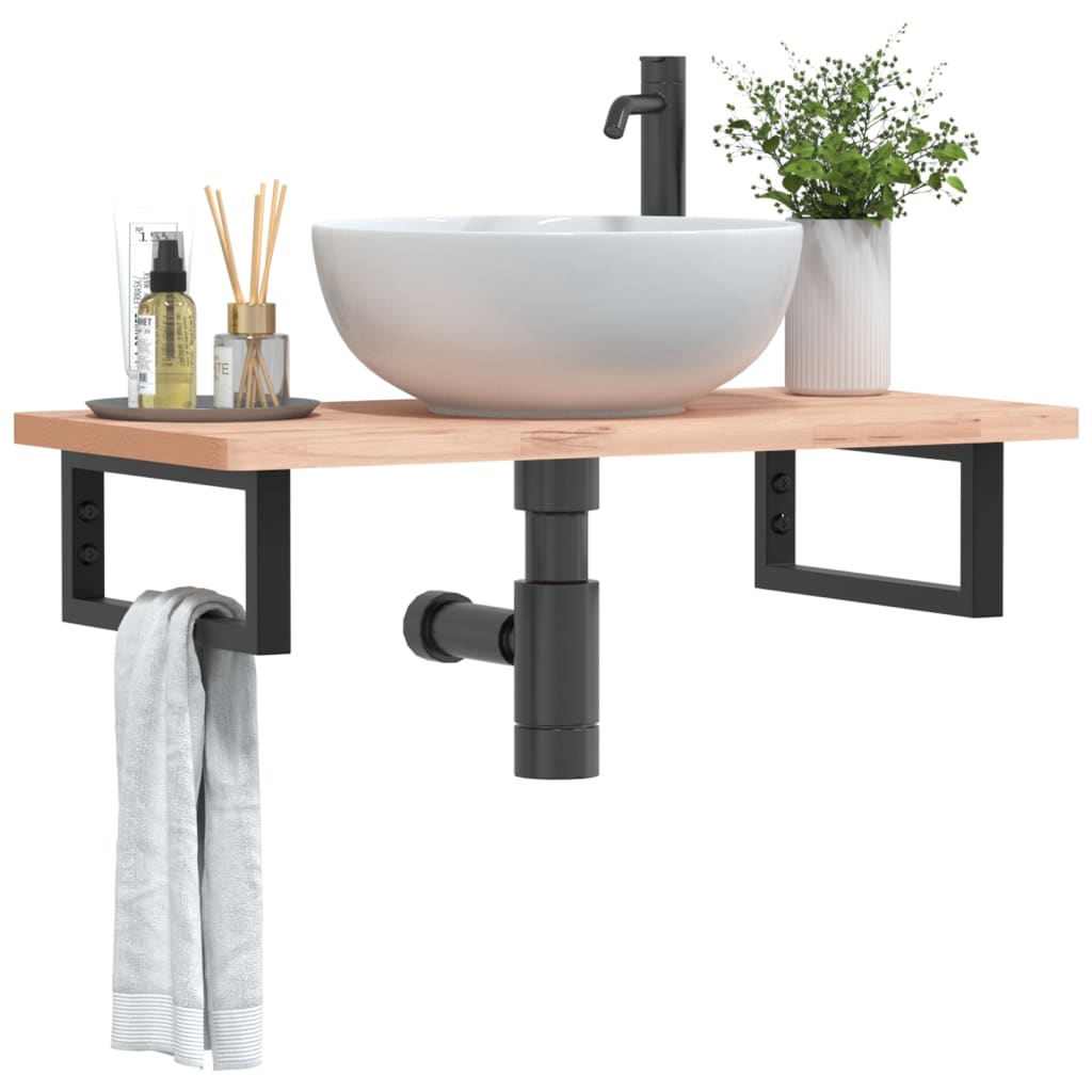Reggimensole per Lavabo 2 pz Nere Rettangolari in Acciaio | homemem39