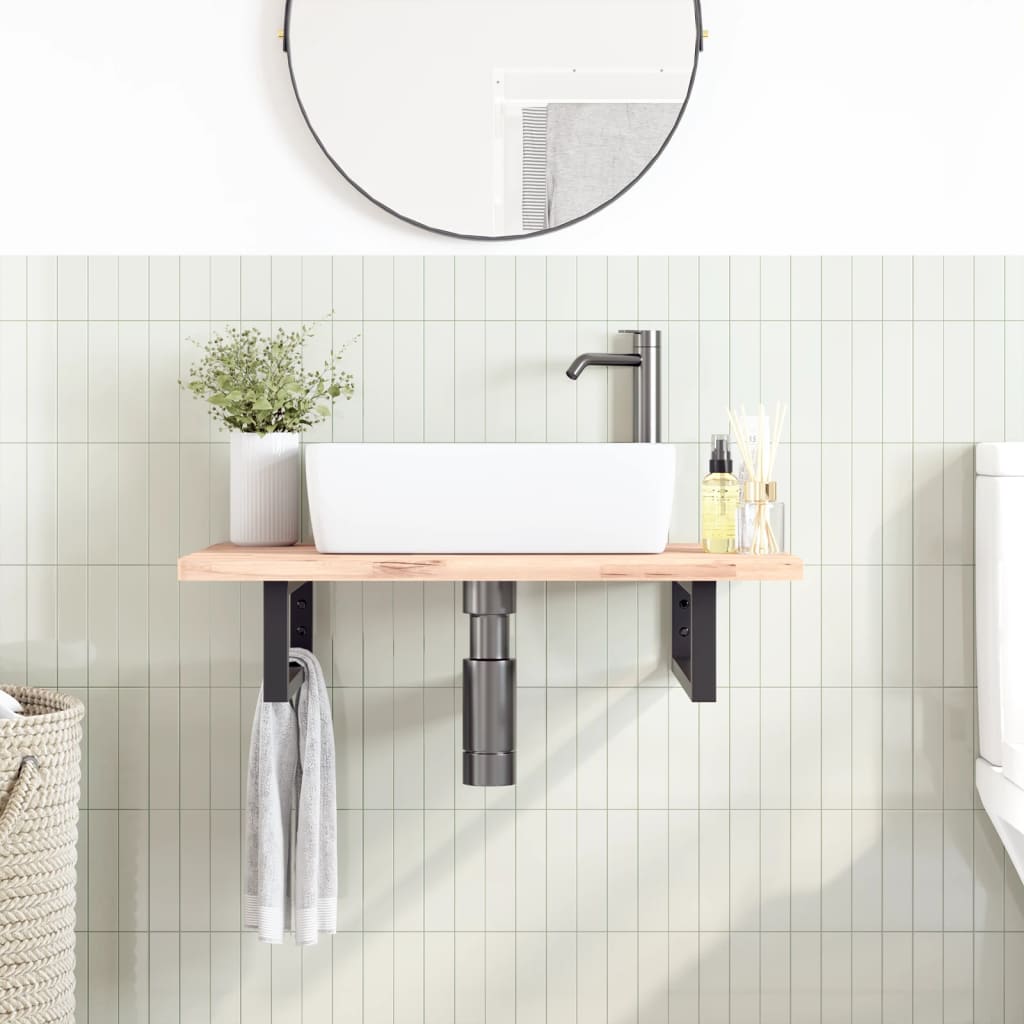 Reggimensole per Lavabo 2 pz Nere Rettangolari in Acciaio | homemem39