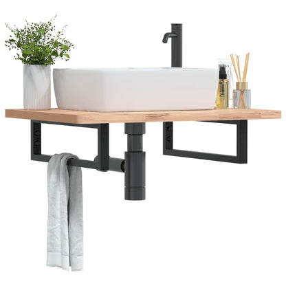 Reggimensole per Lavabo 2 pz Nere Rettangolari in Acciaio | homemem39