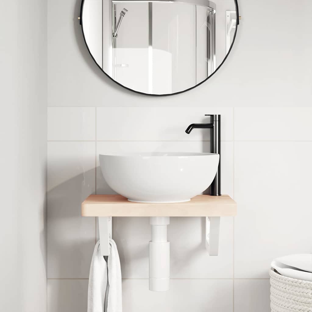 Reggimensole per Lavabo 2 pz Bianche Trapezio in Acciaio | homemem39