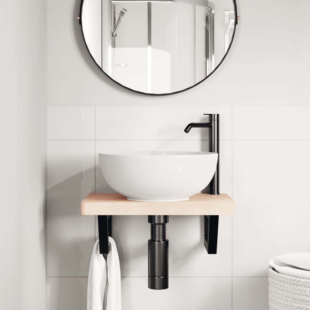 Reggimensole per Lavabo 2 pz Nere Trapezio in Acciaio | homemem39