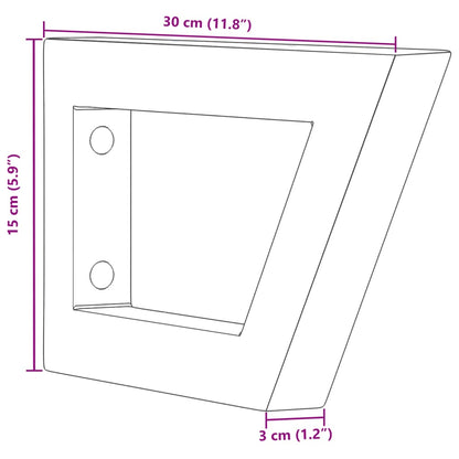 Reggimensole per Lavabo 2 pz Nere Trapezio in Acciaio | homemem39