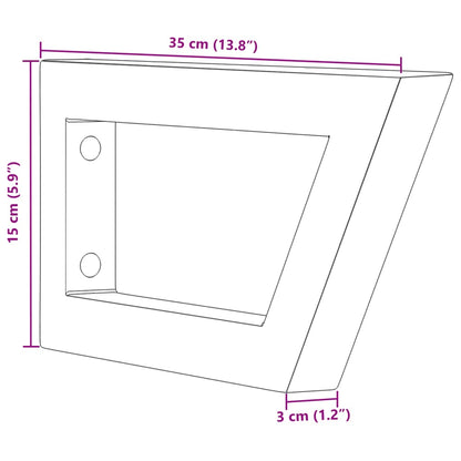 Reggimensole per Lavabo 2 pz Nere Trapezio in Acciaio | homemem39