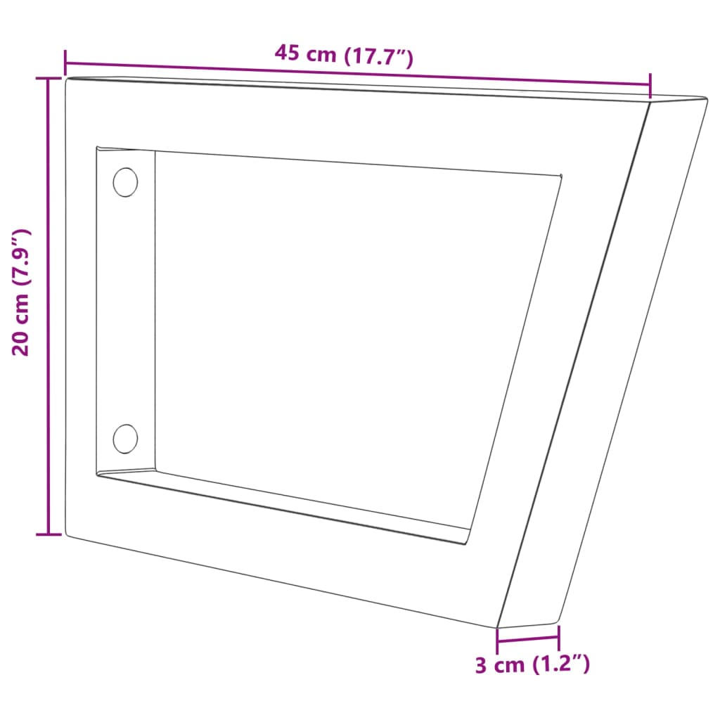 Reggimensole per Lavabo 2 pz Nere Trapezio in Acciaio | homemem39