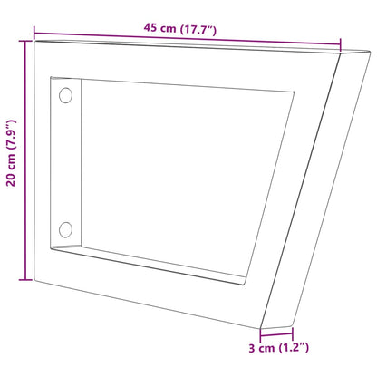 Reggimensole per Lavabo 2 pz Nere Trapezio in Acciaio | homemem39
