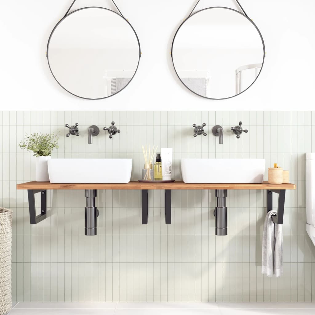 Reggimensole per Lavabo 2 pz Nere Trapezio in Acciaio | homemem39