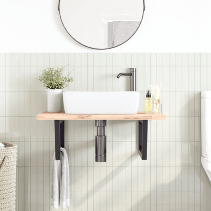 Reggimensole per Lavabo 2 pz Nere Trapezio in Acciaio | homemem39