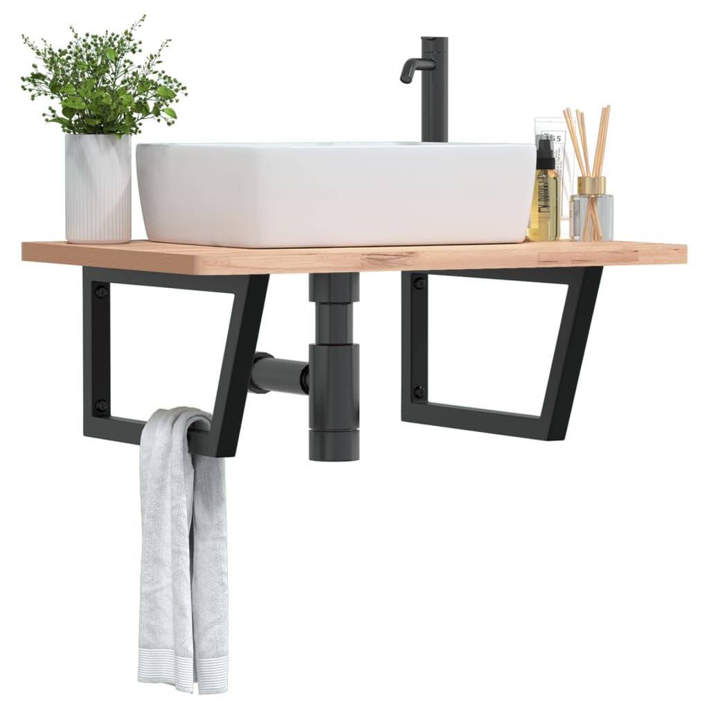 Reggimensole per Lavabo 2 pz Nere Trapezio in Acciaio | homemem39