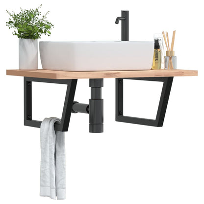 Reggimensole per Lavabo 2 pz Nere Trapezio in Acciaio | homemem39