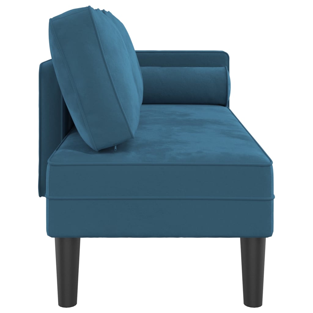 Chaise Longue con Cuscini Blu in Velluto - homemem39