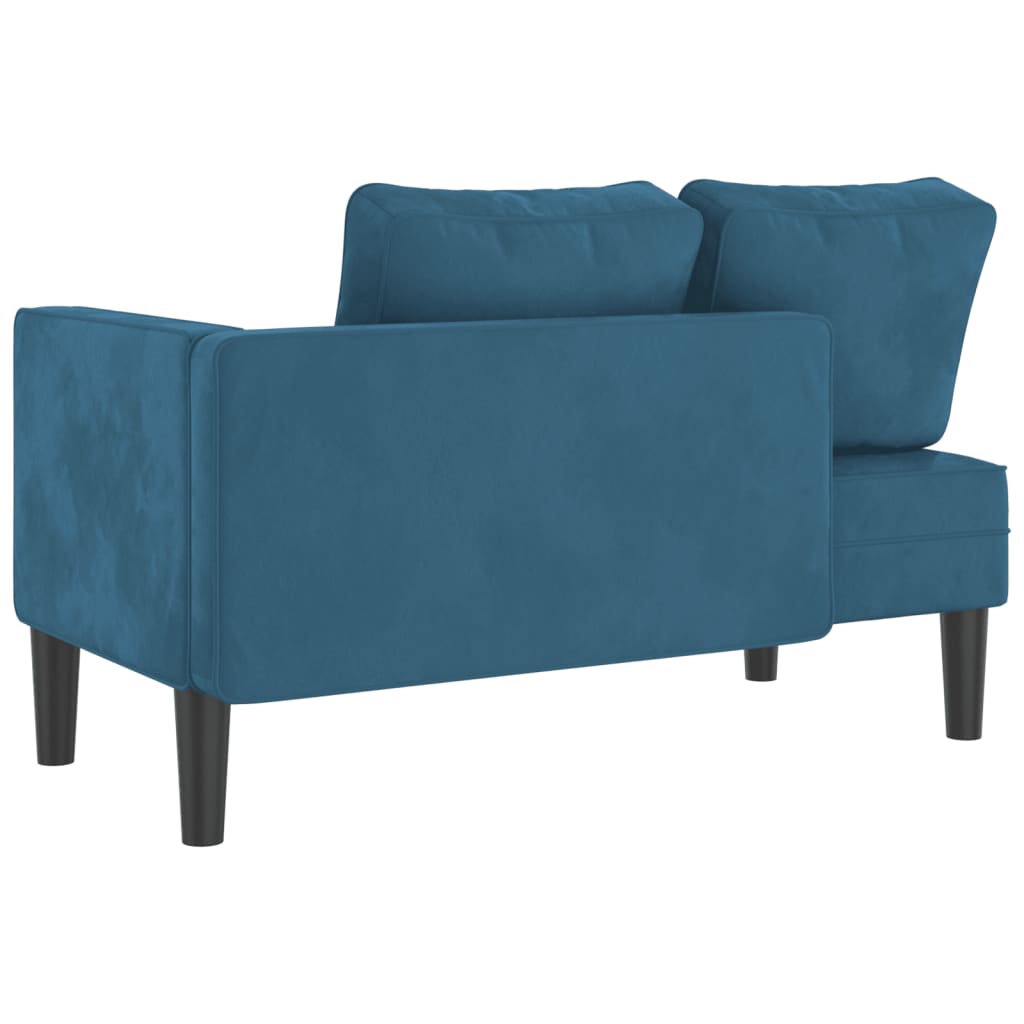 Chaise Longue con Cuscini Blu in Velluto - homemem39