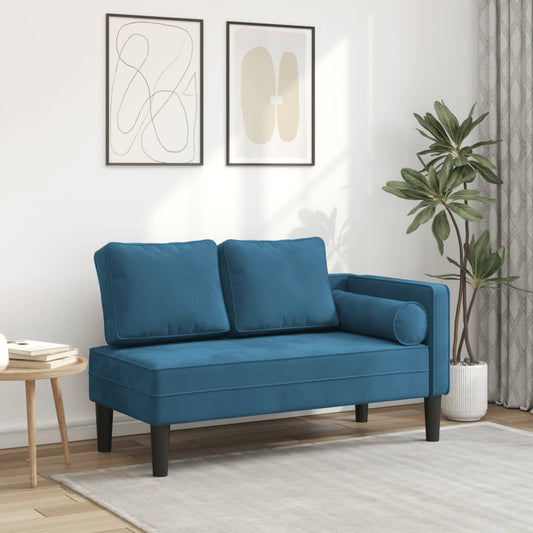 Chaise Longue con Cuscini Blu in Velluto - homemem39