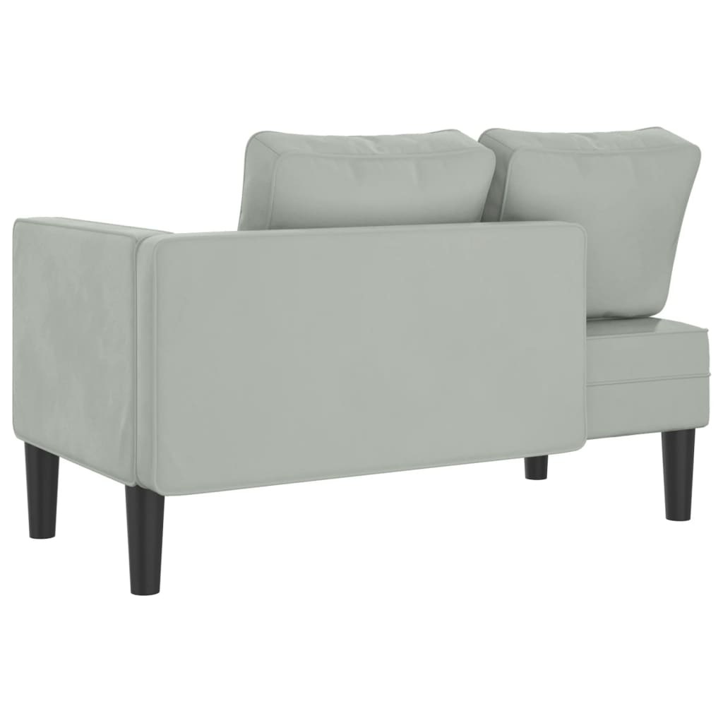 Chaise Longue con Cuscini Grigio Chiaro in Velluto - homemem39