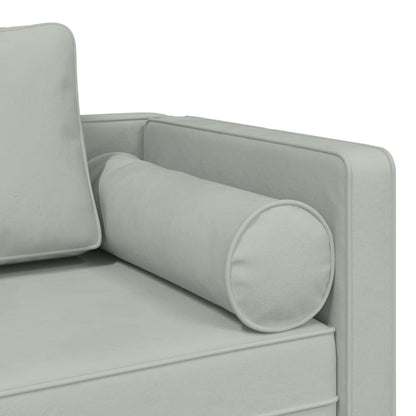 Chaise Longue con Cuscini Grigio Chiaro in Velluto - homemem39