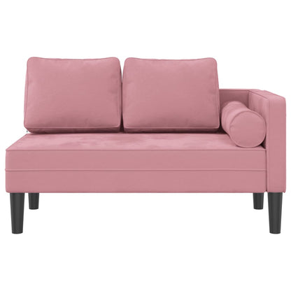 Chaise Lounge con Cuscini Rosa in Velluto