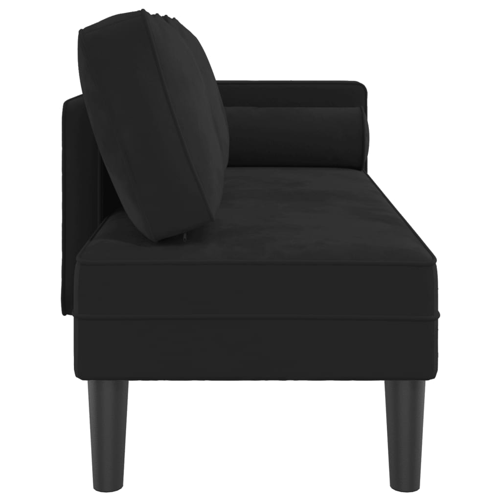 Chaise Lounge con Cuscini Nero in Velluto - homemem39