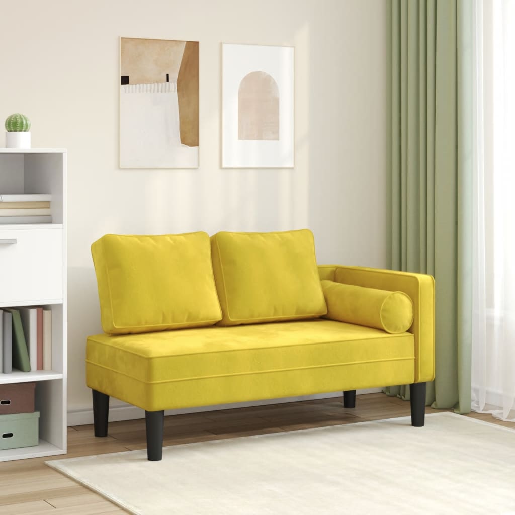 Chaise Longue con Cuscini Giallo in Velluto - homemem39