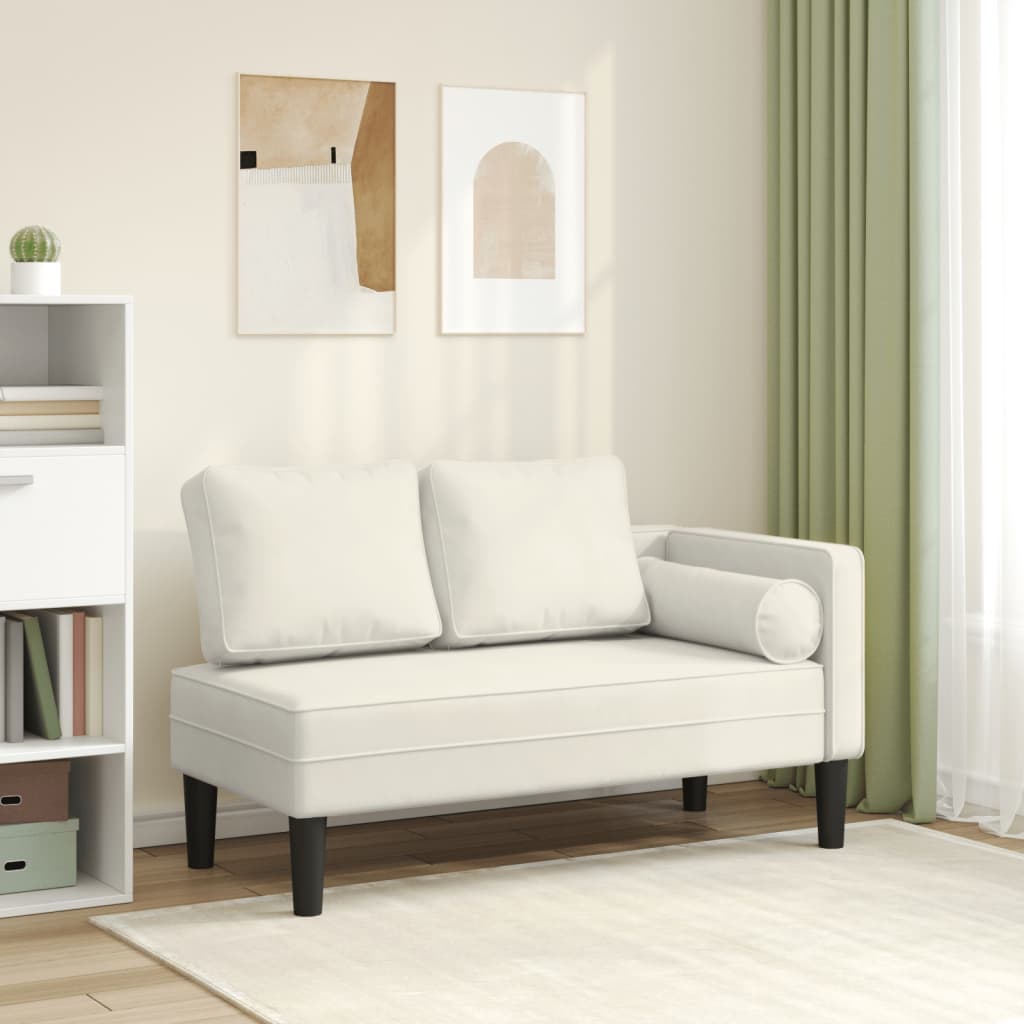 Chaise Longue con Cuscini Crema in Velluto - homemem39