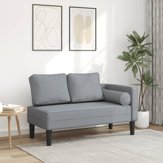 Chaise Longue con Cuscini Grigio Chiaro in Tessuto - homemem39