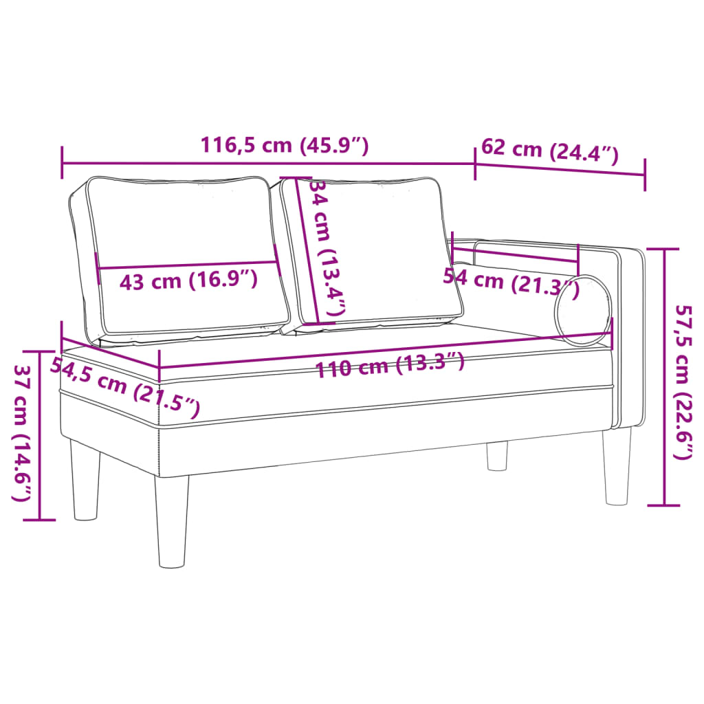 Chaise Longue con Cuscini Grigio Scuro in Tessuto - homemem39