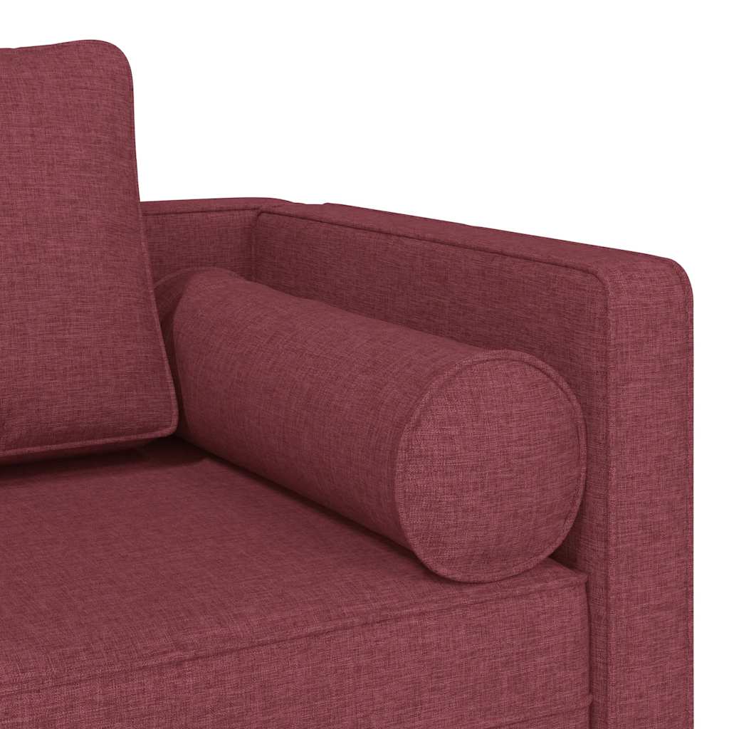 Chaise Lounge con Cuscini Rosso Vino in Tessuto - homemem39