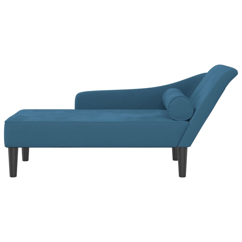 Chaise Longue con Cuscini Blu in Velluto - homemem39