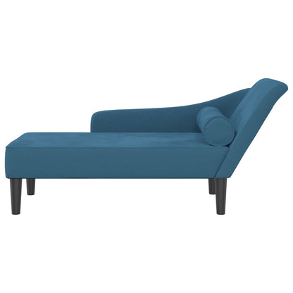 Chaise Longue con Cuscini Blu in Velluto - homemem39