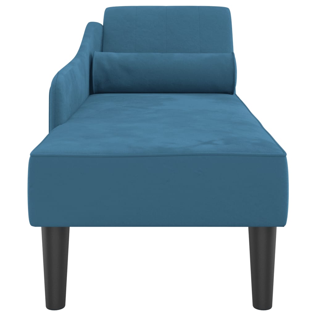 Chaise Longue con Cuscini Blu in Velluto