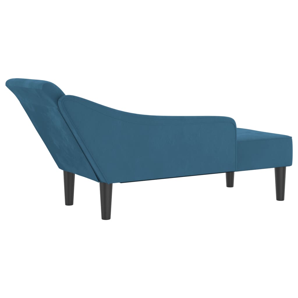 Chaise Longue con Cuscini Blu in Velluto