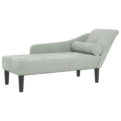 Chaise Longue con Cuscini Grigio Chiaro in Velluto