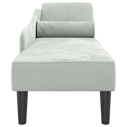 Chaise Longue con Cuscini Grigio Chiaro in Velluto