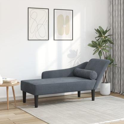 Chaise Longue con Cuscini Grigio Scuro in Velluto - homemem39