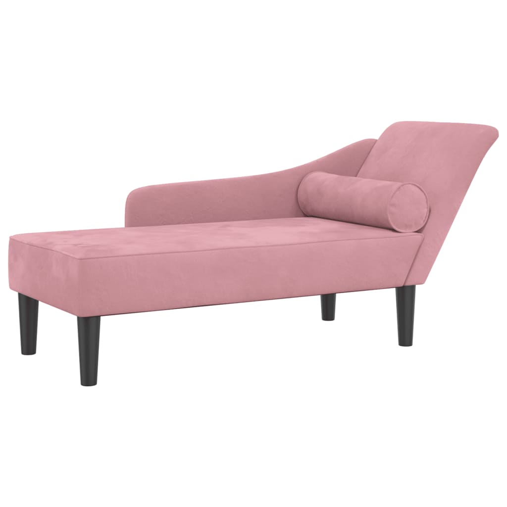Chaise Lounge con Cuscini Rosa in Velluto