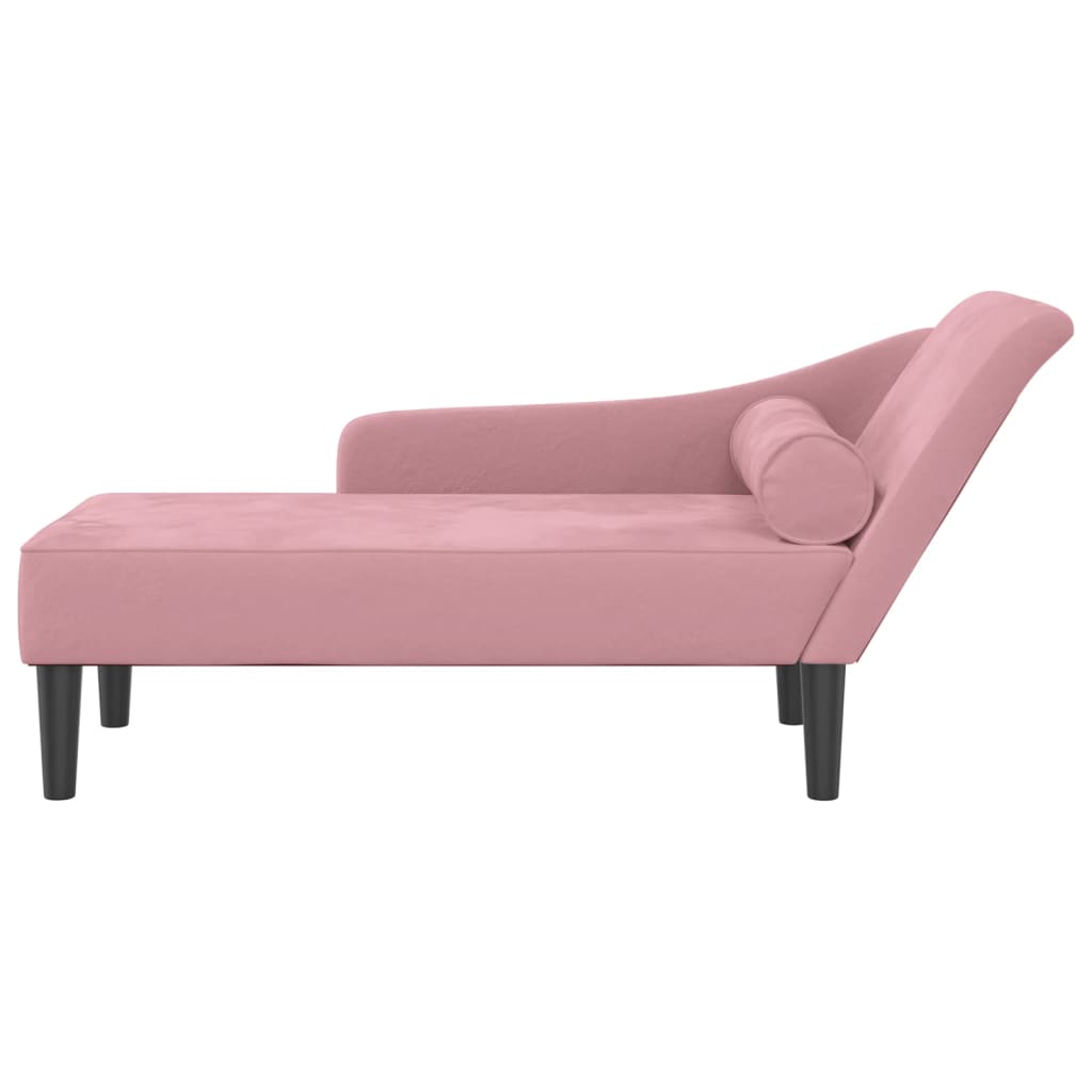 Chaise Lounge con Cuscini Rosa in Velluto