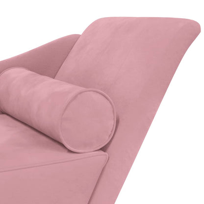 Chaise Lounge con Cuscini Rosa in Velluto