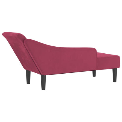 Chaise Lounge con Cuscini Rosso Vino in Velluto