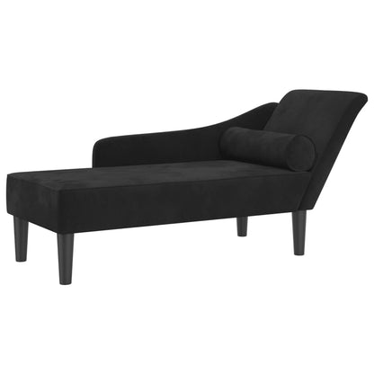 Chaise Lounge con Cuscini Nero in Velluto